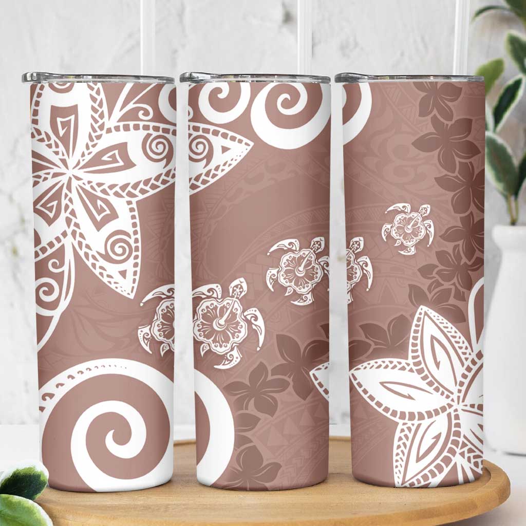 Polynesia Skinny Tumbler Brown Tribal Turtle Floral Pattern