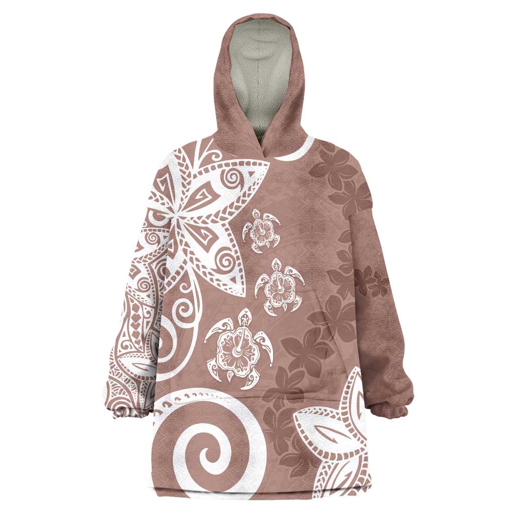 Polynesia Wearable Blanket Hoodie Brown Tribal Turtle Floral Pattern LT05 One Size Brown - Polynesian Pride