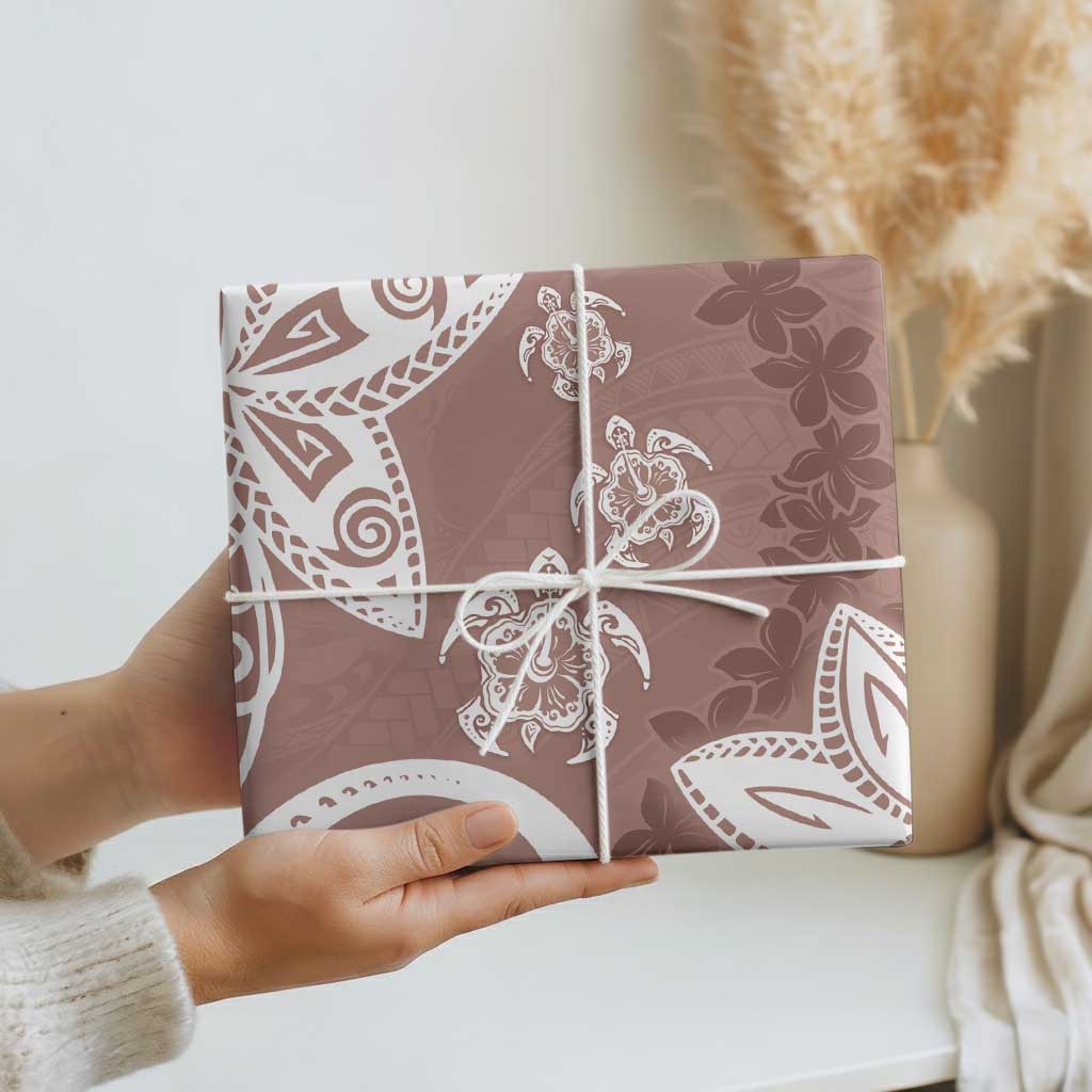 Polynesia Wrapping Paper Brown Tribal Turtle Floral Pattern - Polynesian Pride