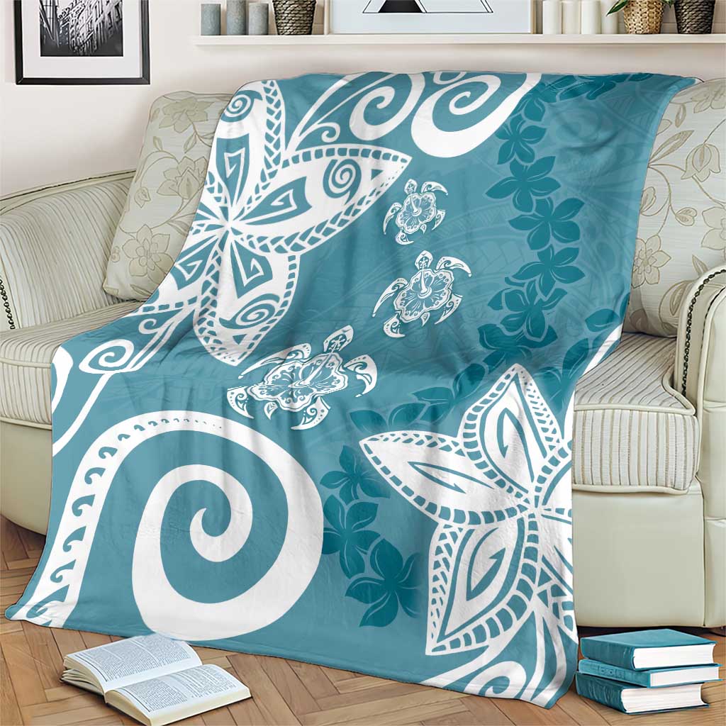 Polynesia Blanket Hippie Blue Tribal Turtle Floral Pattern