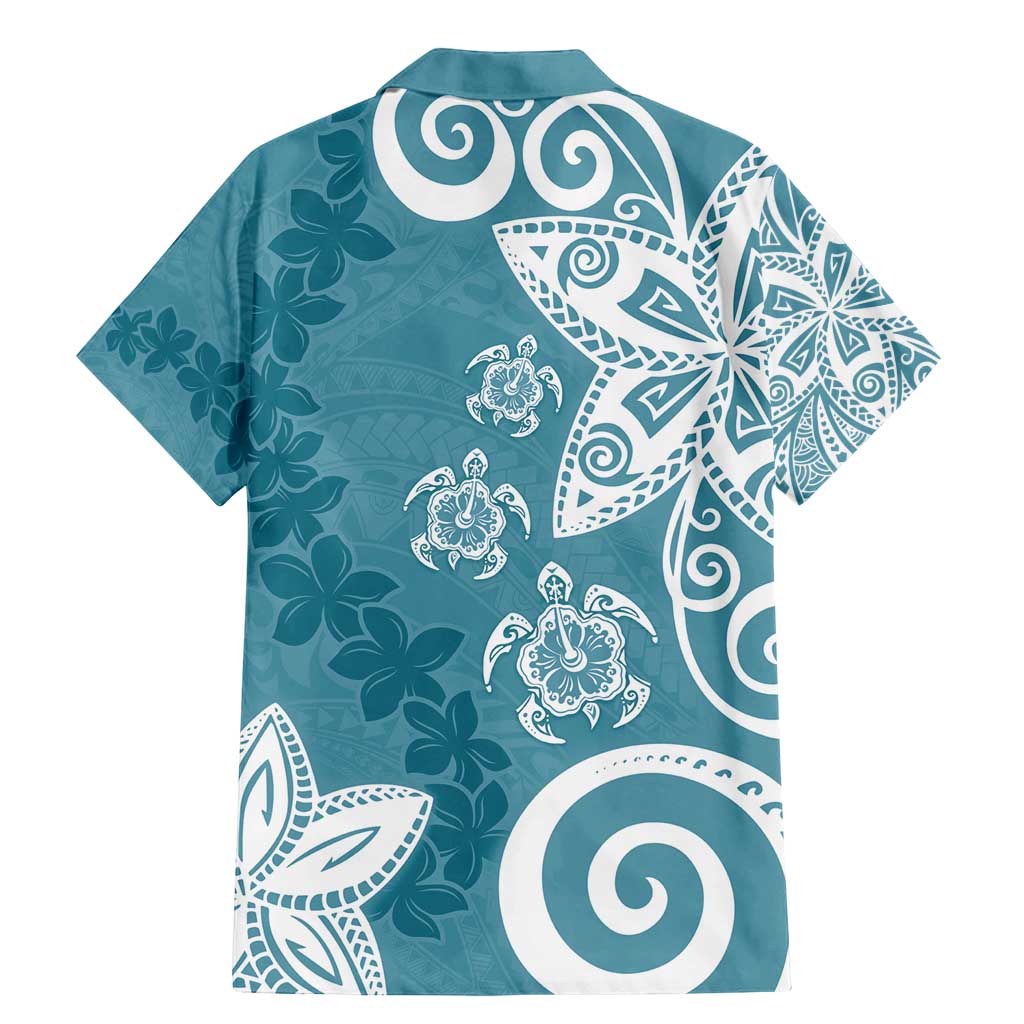 Polynesia Family Matching Mermaid Dress and Hawaiian Shirt Hippie Blue Tribal Turtle Floral Pattern