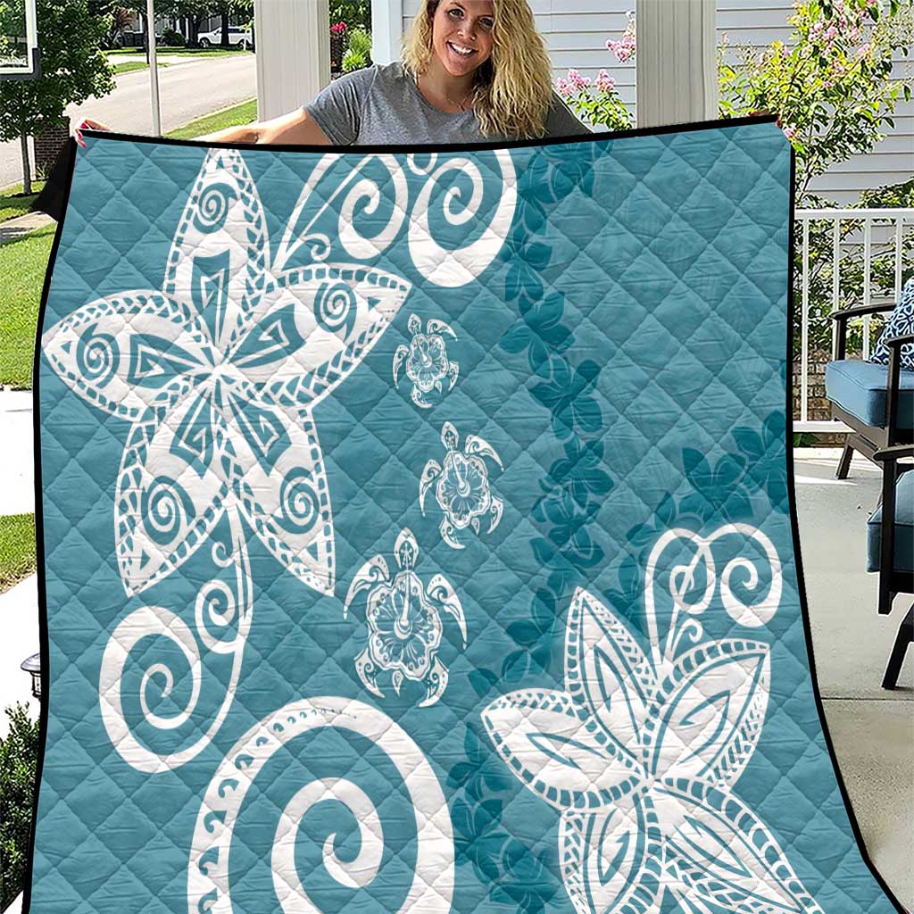 Polynesia Quilt Hippie Blue Tribal Turtle Floral Pattern LT05 Blue - Polynesian Pride