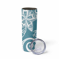 Polynesia Skinny Tumbler Hippie Blue Tribal Turtle Floral Pattern
