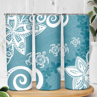 Polynesia Skinny Tumbler Hippie Blue Tribal Turtle Floral Pattern