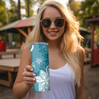 Polynesia Skinny Tumbler Hippie Blue Tribal Turtle Floral Pattern