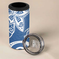 Polynesia 4 in 1 Can Cooler Tumbler Blue Tribal Turtle Floral Pattern