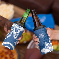 Polynesia 4 in 1 Can Cooler Tumbler Blue Tribal Turtle Floral Pattern