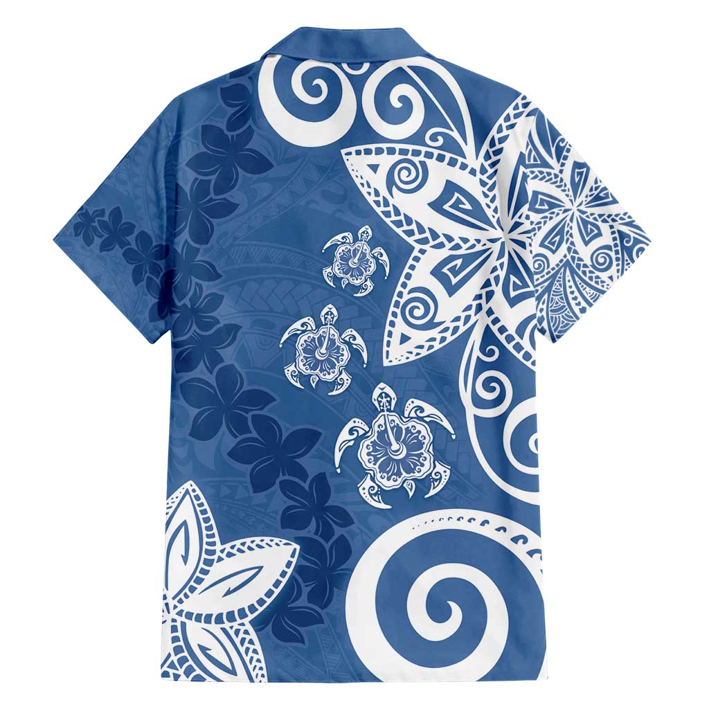 Polynesia Family Matching Tank Maxi Dress and Hawaiian Shirt Blue Tribal Turtle Floral Pattern