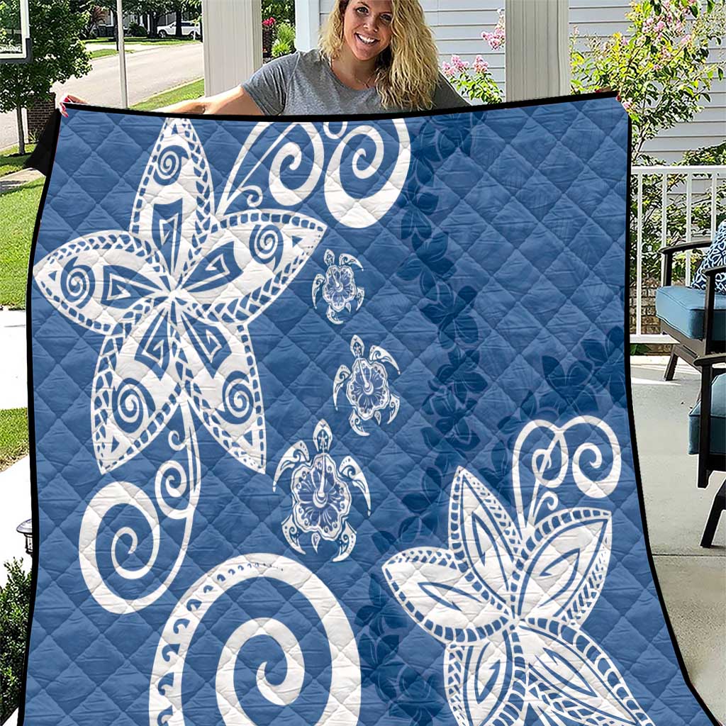 Polynesia Quilt Blue Tribal Turtle Floral Pattern LT05 Blue - Polynesian Pride