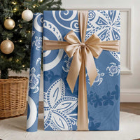 Polynesia Wrapping Paper Blue Tribal Turtle Floral Pattern - Polynesian Pride