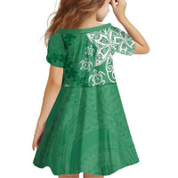 Polynesia Family Matching Mermaid Dress and Hawaiian Shirt Green Tribal Turtle Floral Pattern