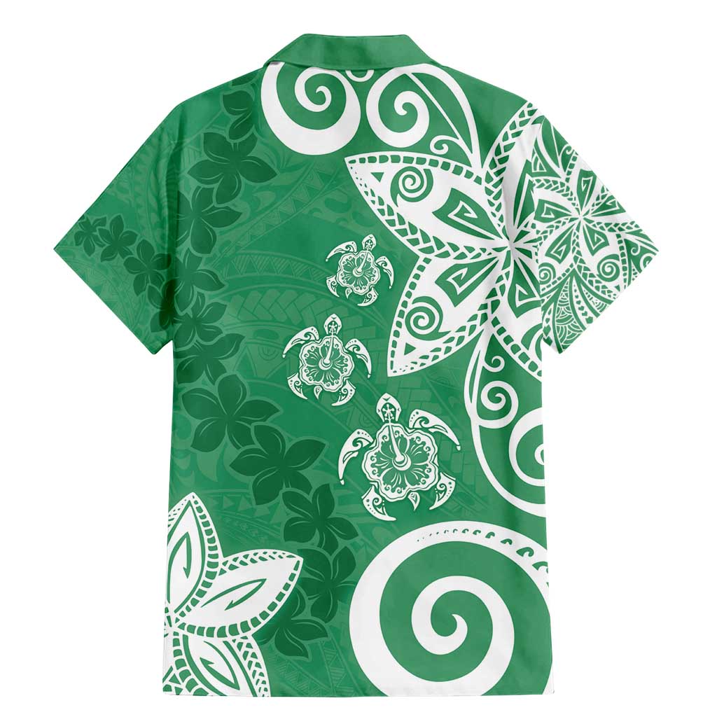 Polynesia Family Matching Mermaid Dress and Hawaiian Shirt Green Tribal Turtle Floral Pattern