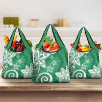 Polynesia Grocery Bag Green Tribal Turtle Floral Pattern