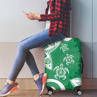 Polynesia Luggage Cover Green Tribal Turtle Floral Pattern