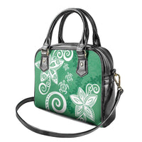 Polynesia Shoulder Handbag Green Tribal Turtle Floral Pattern