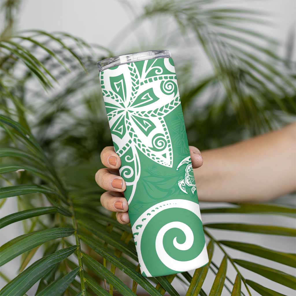 Polynesia Skinny Tumbler Green Tribal Turtle Floral Pattern
