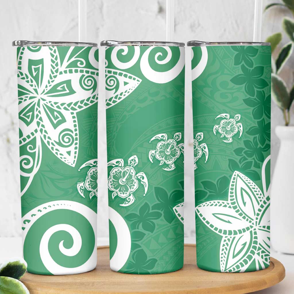 Polynesia Skinny Tumbler Green Tribal Turtle Floral Pattern