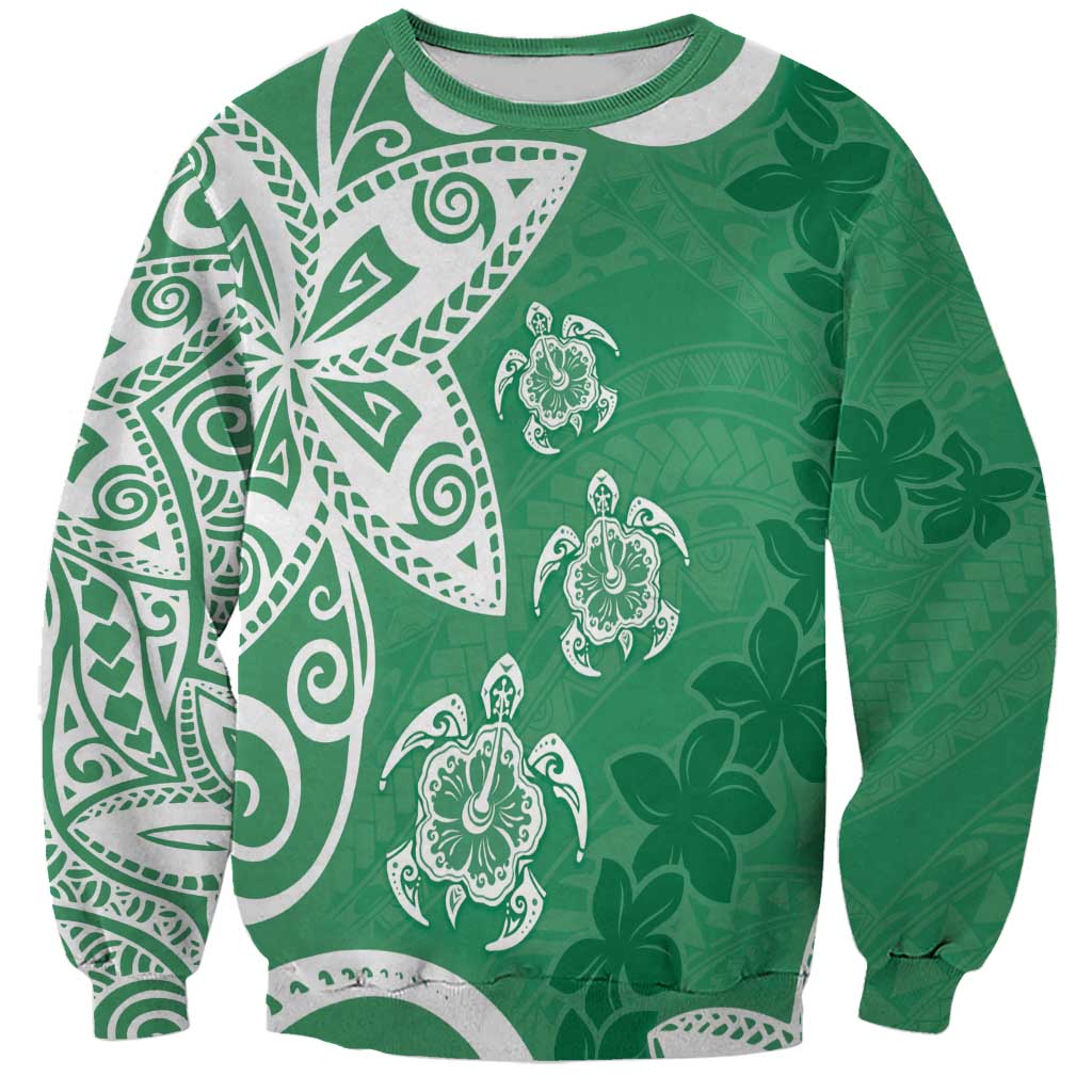 Polynesia Sweatshirt Green Tribal Turtle Floral Pattern LT05 Unisex Green - Polynesian Pride