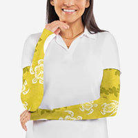 Polynesia Arm Sleeves Yellow Tribal Turtle Floral Pattern - Polynesian Pride