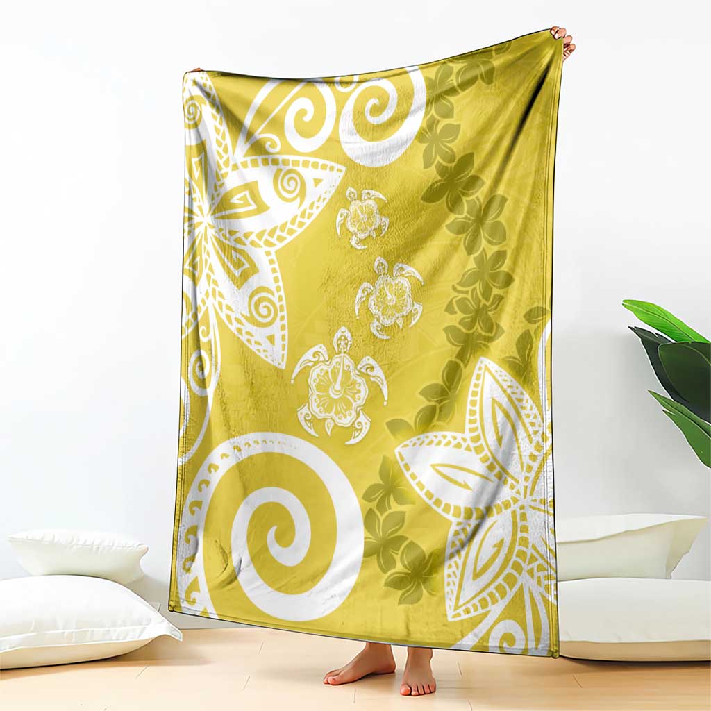 Polynesia Blanket Yellow Tribal Turtle Floral Pattern