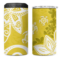 Polynesia 4 in 1 Can Cooler Tumbler Yellow Tribal Turtle Floral Pattern