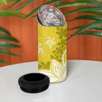 Polynesia 4 in 1 Can Cooler Tumbler Yellow Tribal Turtle Floral Pattern