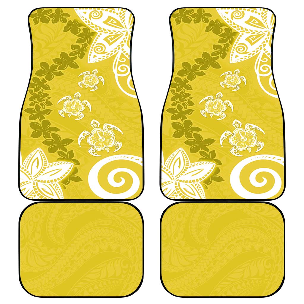 Polynesia Car Mats Yellow Tribal Turtle Floral Pattern