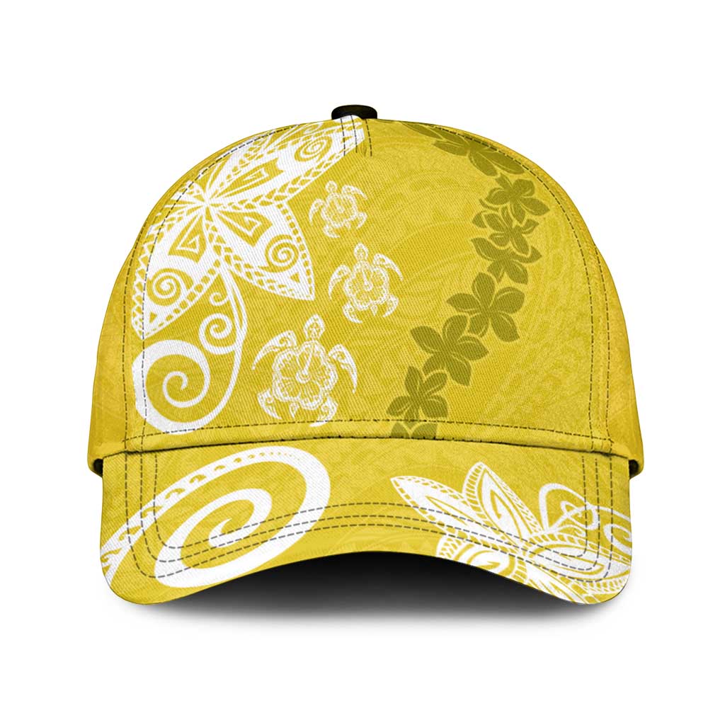 Polynesia Classic Cap Yellow Tribal Turtle Floral Pattern - Polynesian Pride