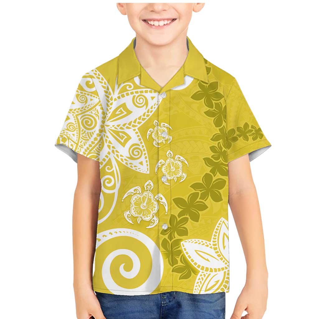 Polynesia Family Matching Mermaid Dress and Hawaiian Shirt Yellow Tribal Turtle Floral Pattern