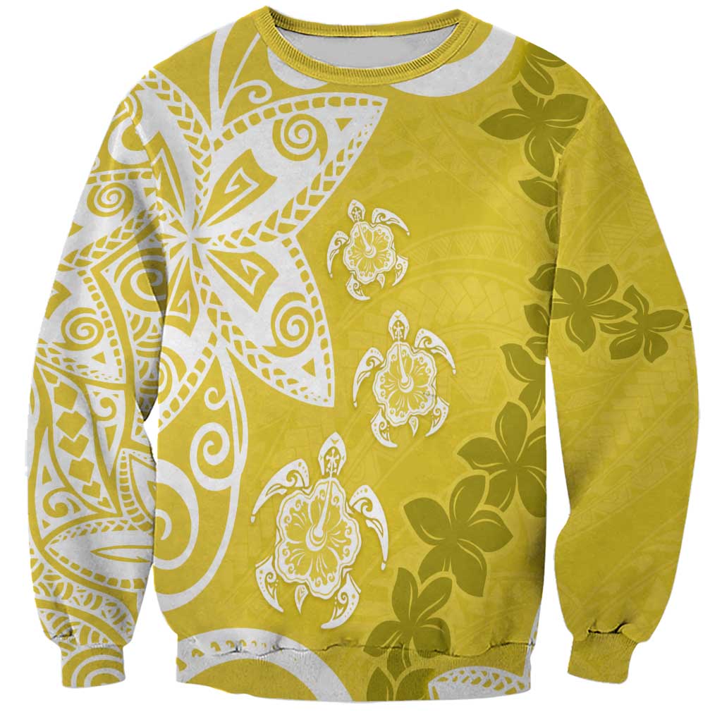 Polynesia Sweatshirt Yellow Tribal Turtle Floral Pattern LT05 Unisex Yellow - Polynesian Pride