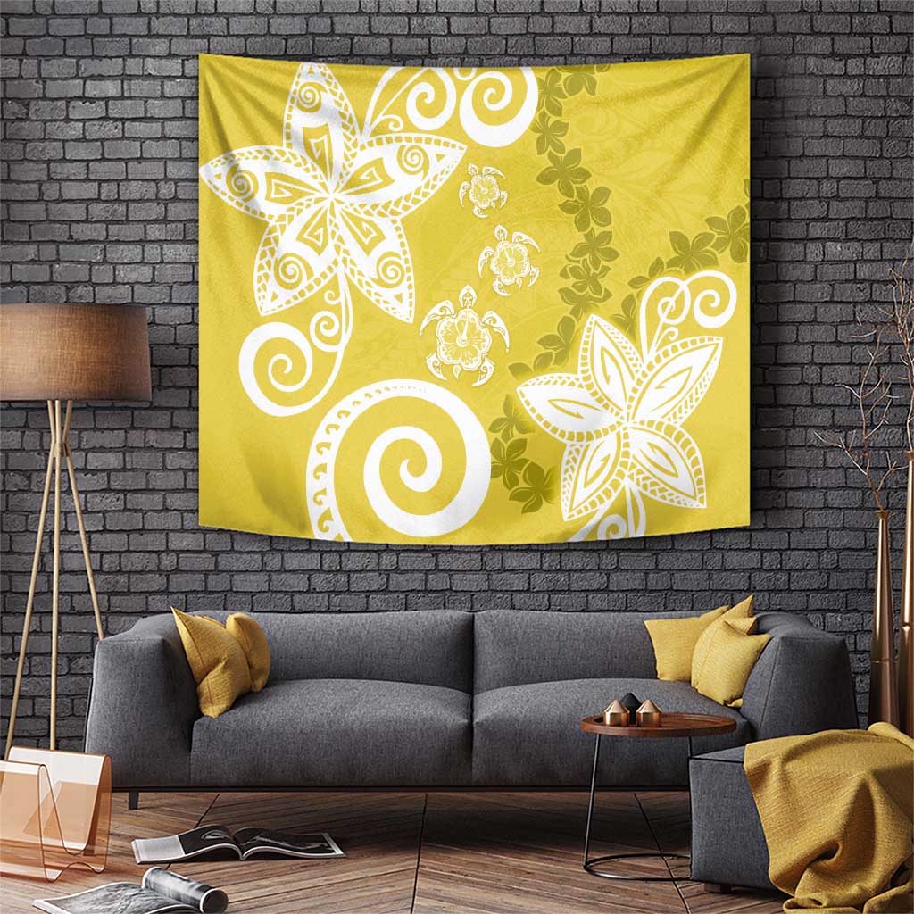 Polynesia Tapestry Yellow Tribal Turtle Floral Pattern LT05 Yellow - Polynesian Pride