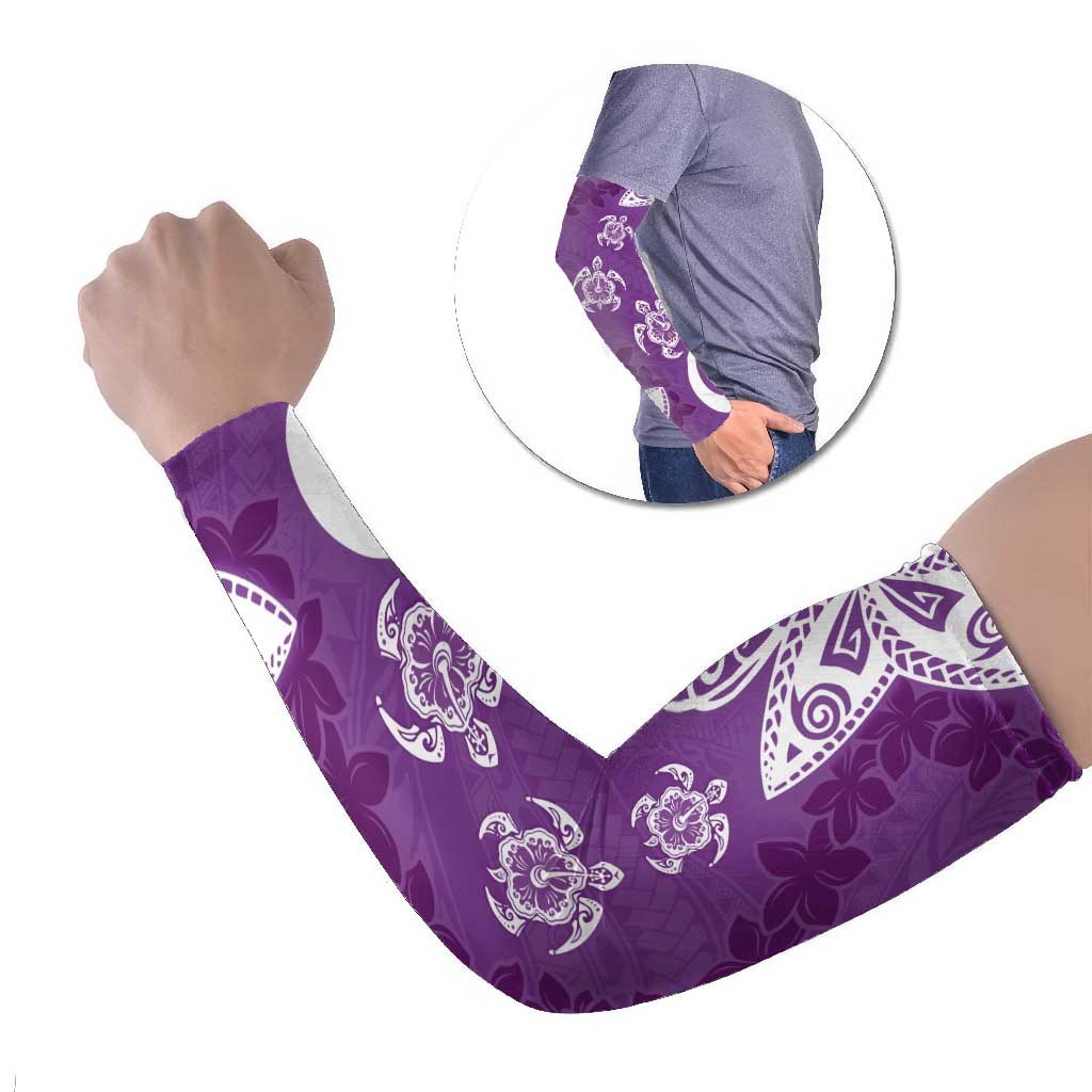 Polynesia Arm Sleeves Purple Tribal Turtle Floral Pattern - Polynesian Pride