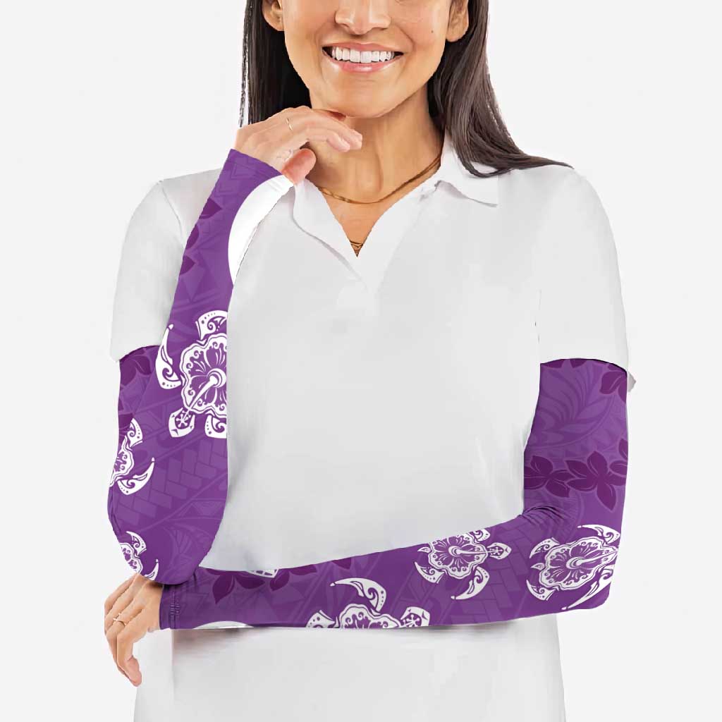 Polynesia Arm Sleeves Purple Tribal Turtle Floral Pattern - Polynesian Pride