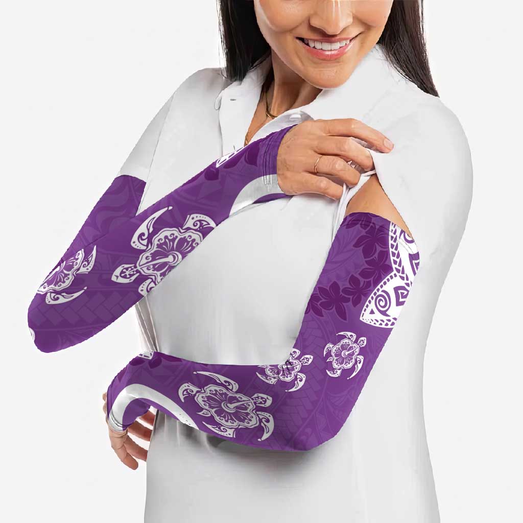 Polynesia Arm Sleeves Purple Tribal Turtle Floral Pattern - Polynesian Pride
