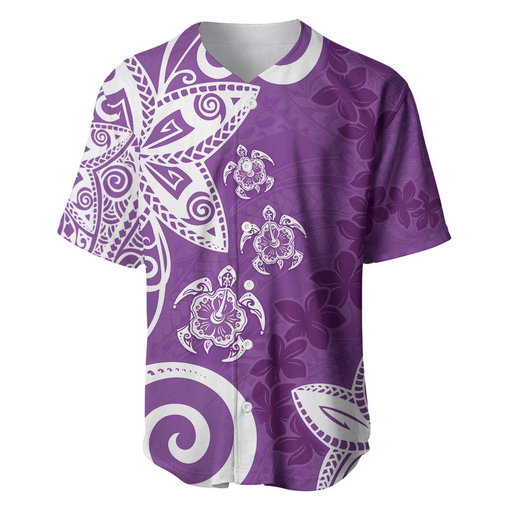 Polynesia Baseball Jersey Purple Tribal Turtle Floral Pattern LT05 Purple - Polynesian Pride