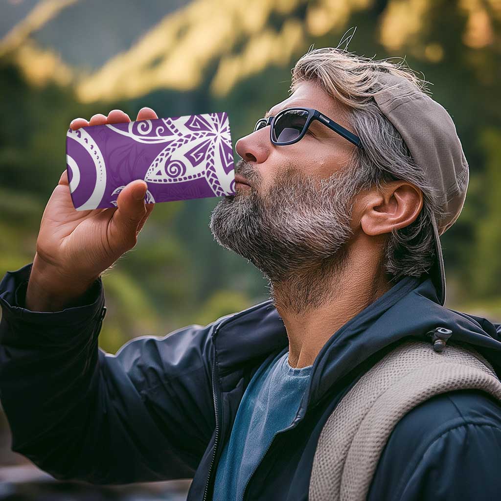 Polynesia 4 in 1 Can Cooler Tumbler Purple Tribal Turtle Floral Pattern