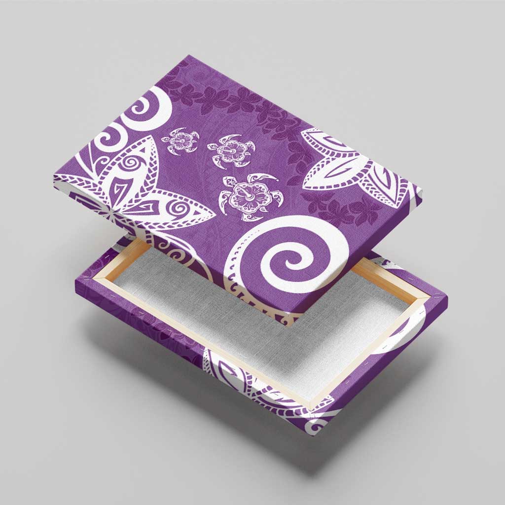 Polynesia Canvas Wall Art Purple Tribal Turtle Floral Pattern