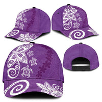 Polynesia Classic Cap Purple Tribal Turtle Floral Pattern - Polynesian Pride