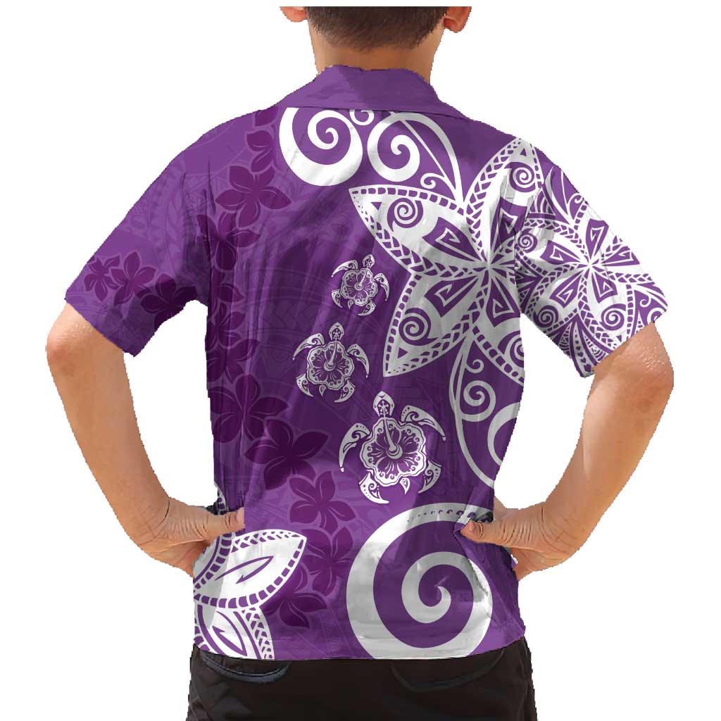 Polynesia Family Matching Mermaid Dress and Hawaiian Shirt Purple Tribal Turtle Floral Pattern