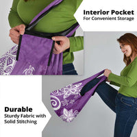 Polynesia Grocery Bag Purple Tribal Turtle Floral Pattern