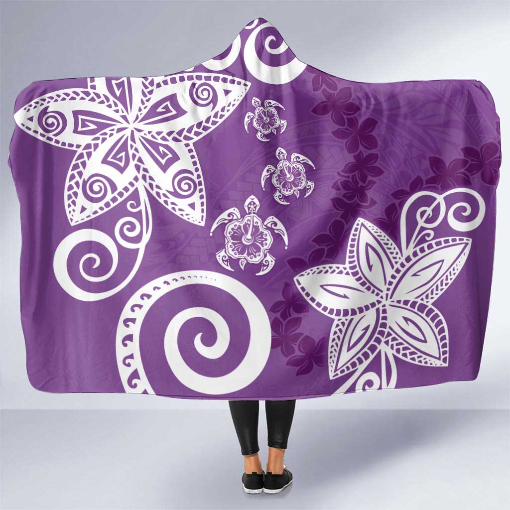 Polynesia Hooded Blanket Purple Tribal Turtle Floral Pattern LT05 One Size Purple - Polynesian Pride