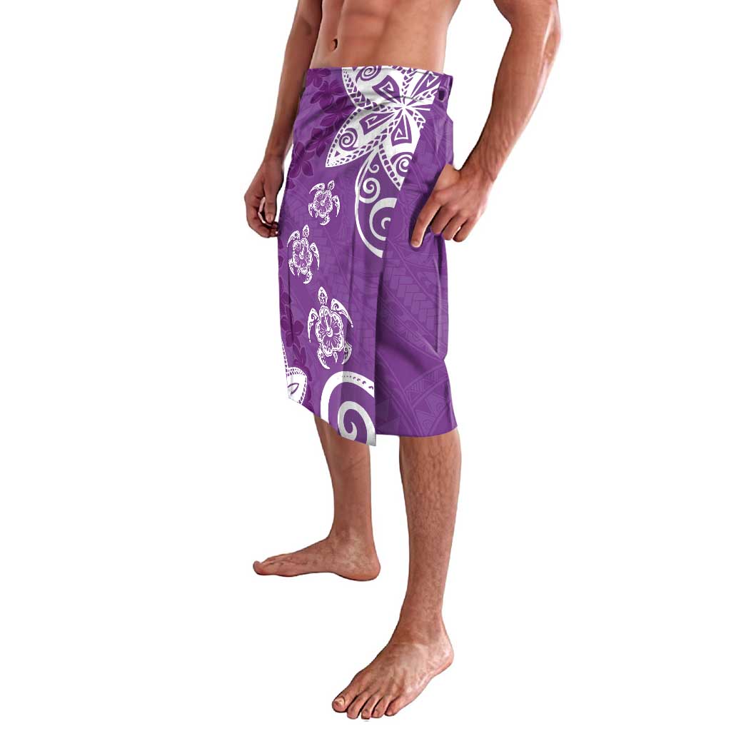 Polynesia Lavalava Purple Tribal Turtle Floral Pattern