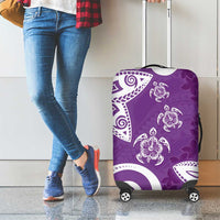Polynesia Luggage Cover Purple Tribal Turtle Floral Pattern
