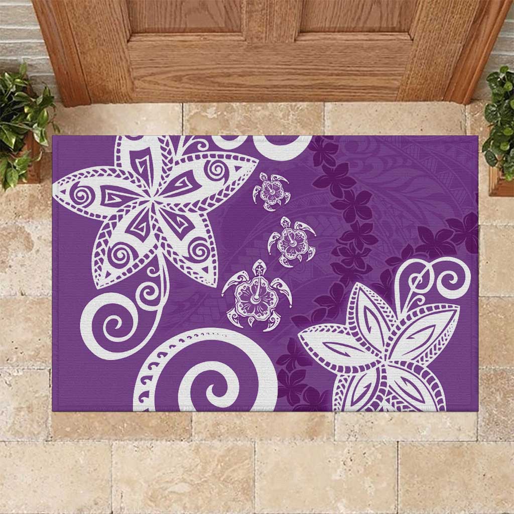 Polynesia Rubber Doormat Purple Tribal Turtle Floral Pattern LT05 Purple - Polynesian Pride