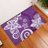 Polynesia Rubber Doormat Purple Tribal Turtle Floral Pattern
