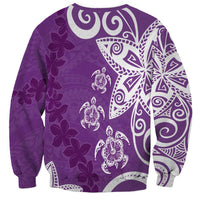 Polynesia Sweatshirt Purple Tribal Turtle Floral Pattern