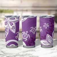 Polynesia Tumbler Cup Purple Tribal Turtle Floral Pattern