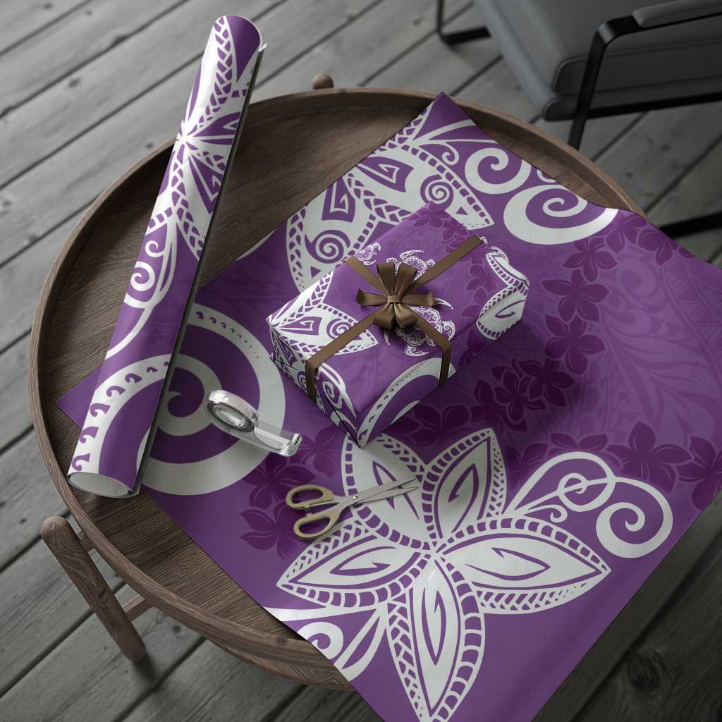Polynesia Wrapping Paper Purple Tribal Turtle Floral Pattern - Polynesian Pride