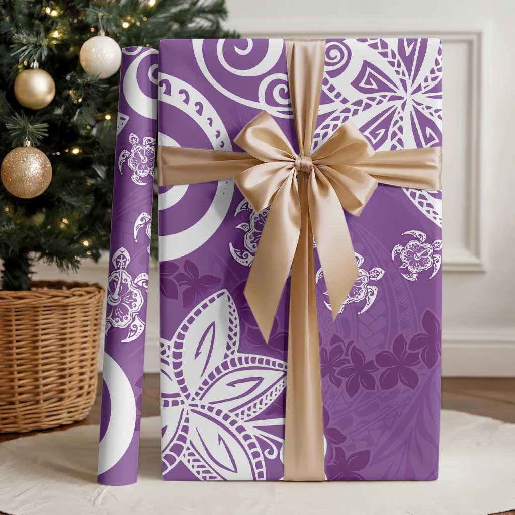 Polynesia Wrapping Paper Purple Tribal Turtle Floral Pattern - Polynesian Pride
