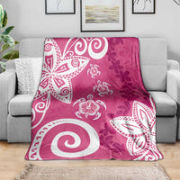 Polynesia Blanket Pink Tribal Turtle Floral Pattern